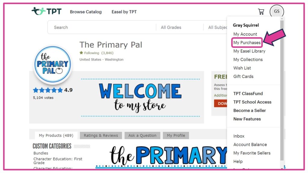 How To Earn Credits for TPT Step 1. Go to "My Purchases"